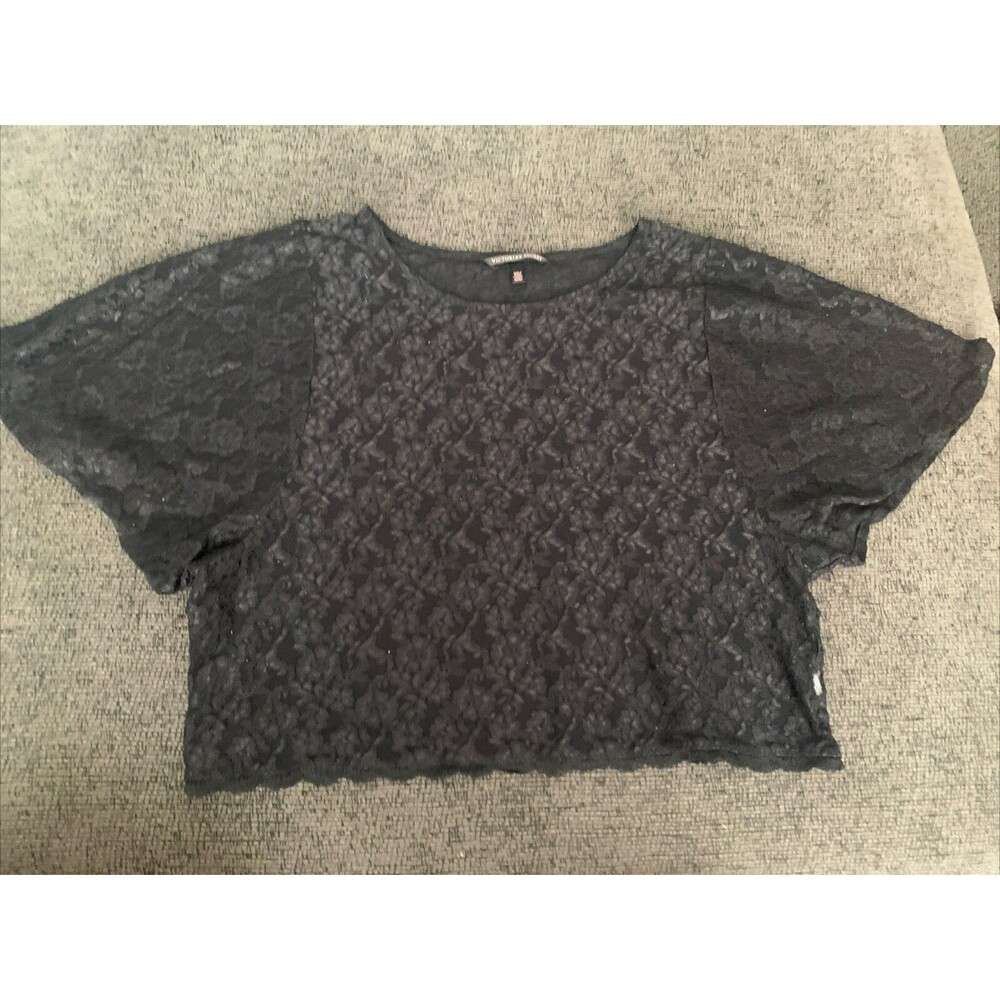 Victorias Secret Black Lace Cropped Top Size Size Medium